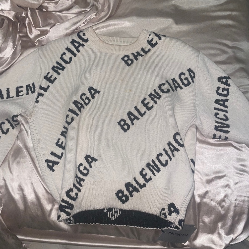 Cream and Black Balenciaga sweater